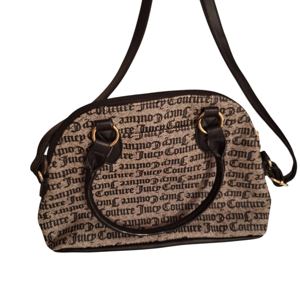 Juicy Couture Black and Gray Satchel Y2K Pop Culture Bubble Gum Repeated Logo